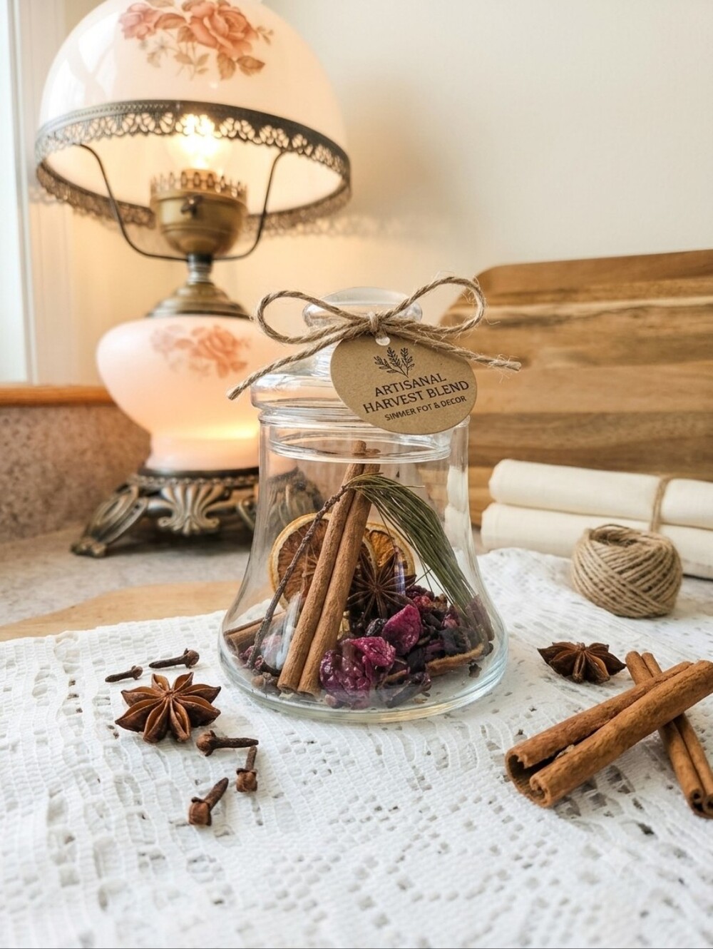 Vintage Clear Glass Jam Jar with Lid | Farmhouse Kitchen & Cottagecore Decor